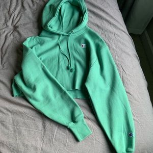 champion cropped sage green hoodie